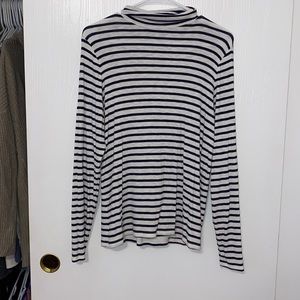 American Eagle Turtle Neck Striped Navy and White Long Sleeve Shirt